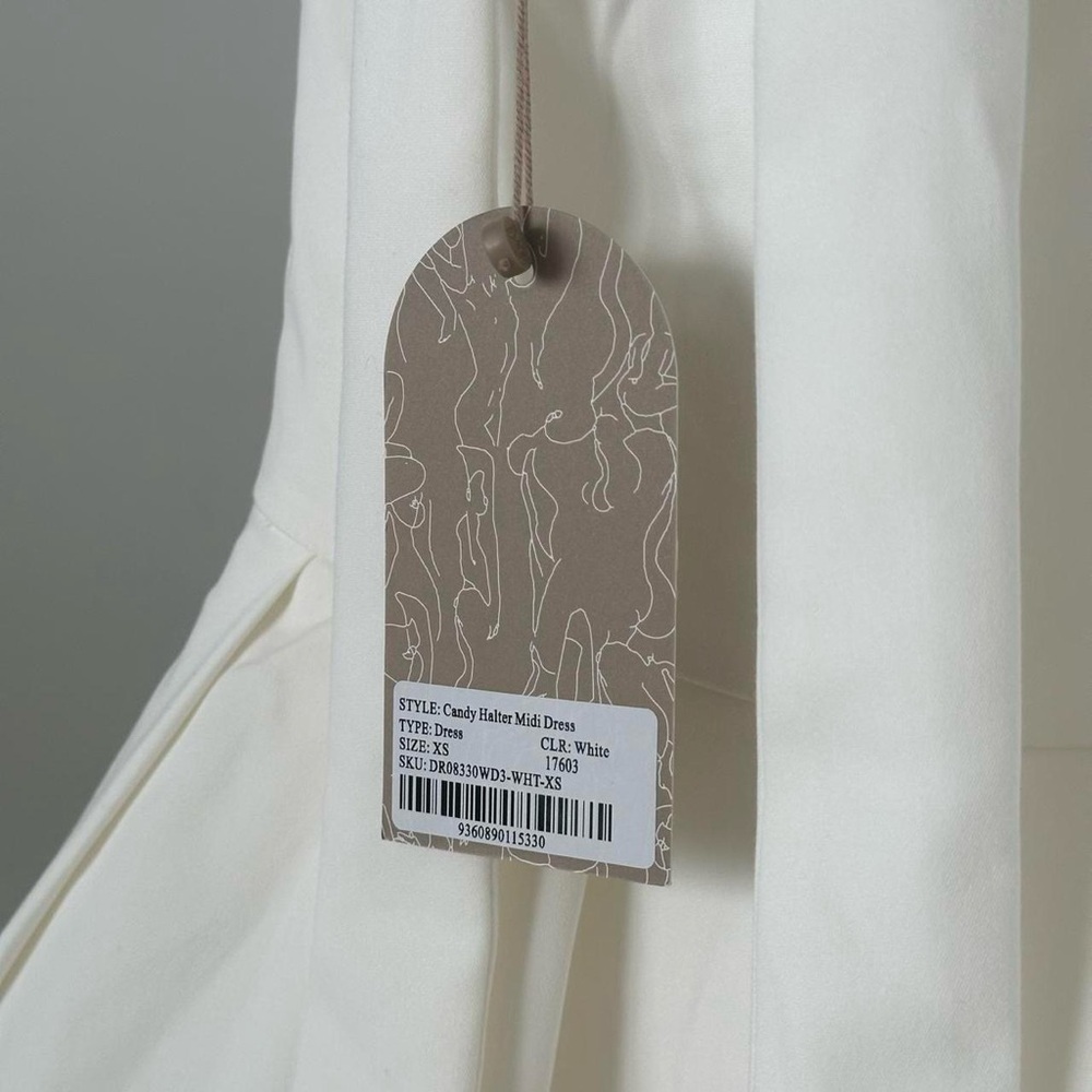 Meshki White Pleated Halter Midi Dress - Picture 8 of 9